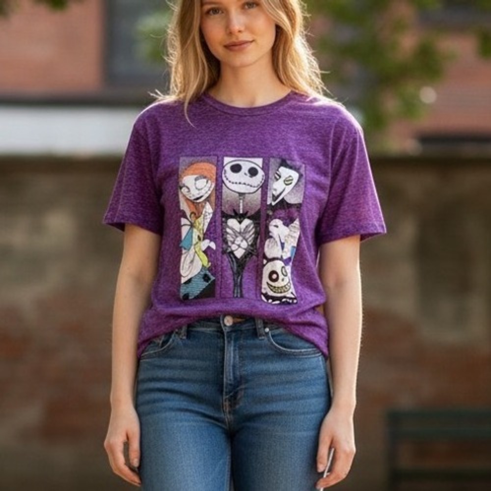 Disney Nightmare Before Christmas Sleep Shirt Women S Small Purple Excellent